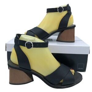 DOLCE VITA Anthropologie Raylin HEELS 7 BLACK LEATHER ANKLE STRAP MSRP $138